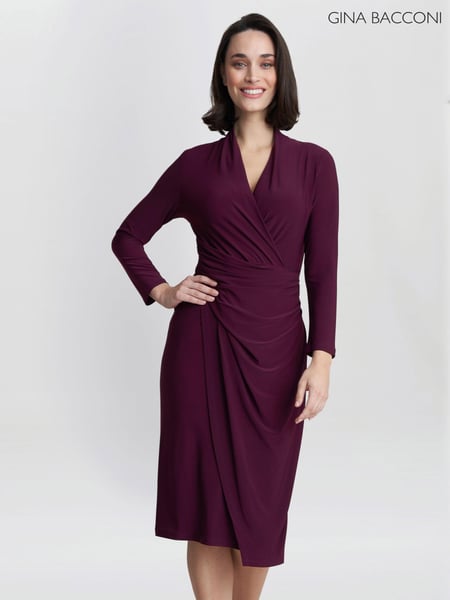 Gina Bacconi Purple Gloria Jersey Wrap Dress (AL9619) | € 187