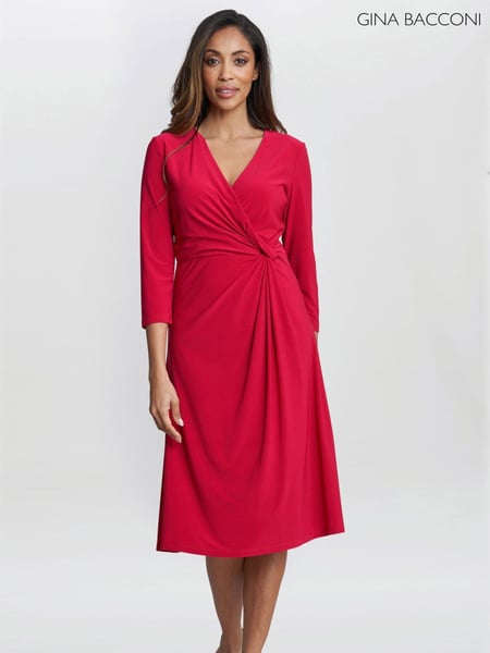 Gina Bacconi Red Antonia Jersey Wrap Dress (AL9627) | € 93
