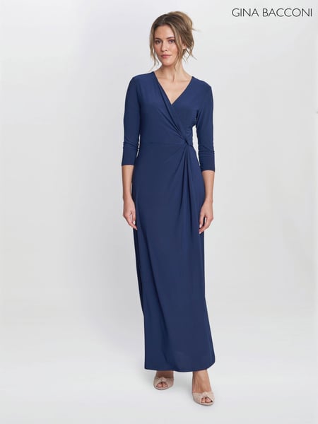Gina Bacconi Blue Celine Jersey Wrap Maxi Dress (AL9638) | € 218