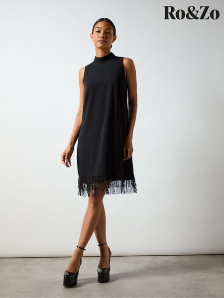 Ro&Zo Black Bead Trim Halter Dress (AM0088) | € 100