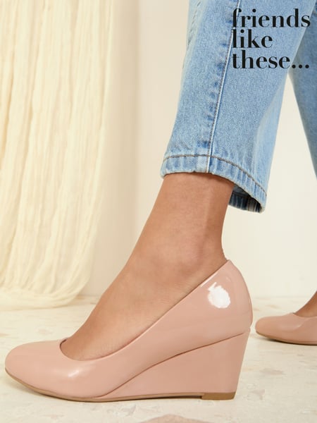 Friends Like These Nude Standard Fit Mid Wedge Round Toe Court Shoes (AM0183) | € 56