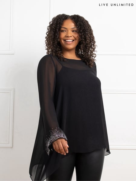 Live Unlimited Black Curve Asymmetric Hotfix Top (AM1787) | € 75