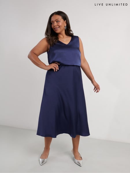 Live Unlimited Blue Curve Satin Skirt (AM1792) | € 38