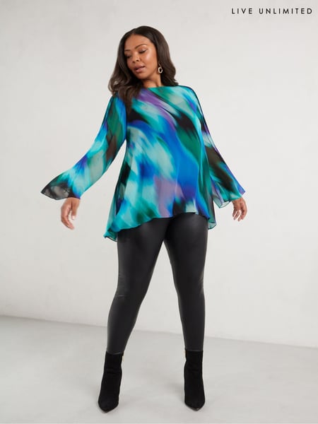 Live Unlimited Blue Curve Abstract Print Blouse (AM1831) | € 54
