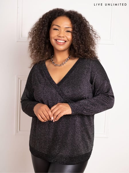 Live Unlimited Black Curve Metallic Wrap Jumper (AM1842) | € 61