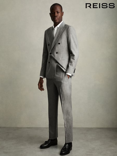 Reiss Soft Grey Lab Slim-Fit Pinstripe Suit Trousers (AM2259) | € 262
