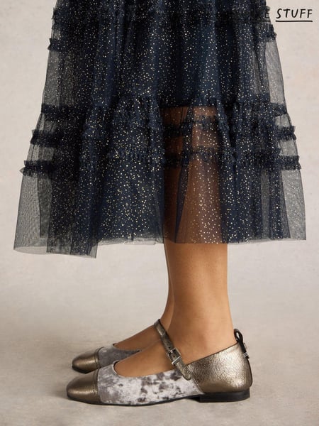 White Stuff Grey Loral Velvet Mary Jane Shoes (AM2522) | € 52