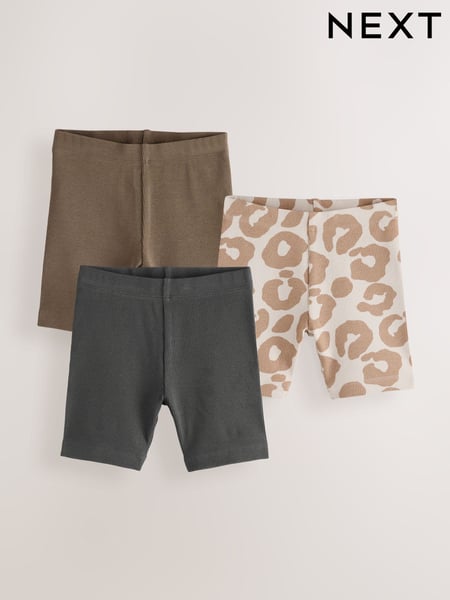 Charcoal Grey/ Tan Brown/ Animal Print Cycling Shorts 3 Pack (3mths-7yrs) (AM2656) | € 14 - € 20