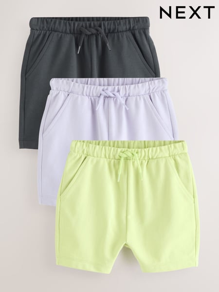 Charcoal Grey/ Lilac/ Lime Green Jersey Shorts 3 Pack (3mths-7yrs) (AM2659) | € 14 - € 23