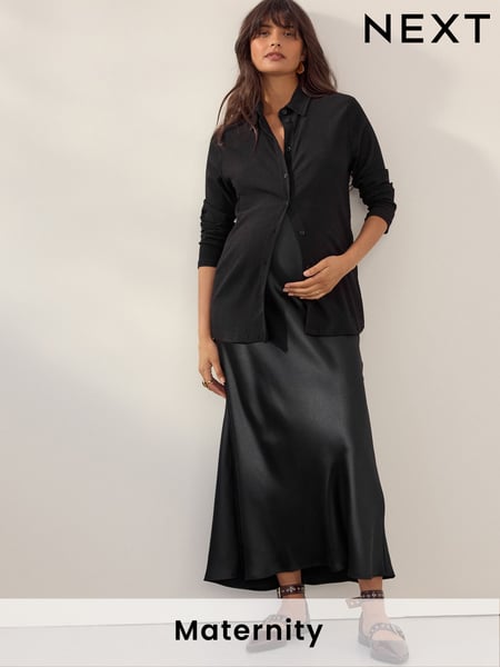 Black Maternity Satin Maxi Skirt (AM2705) | € 51