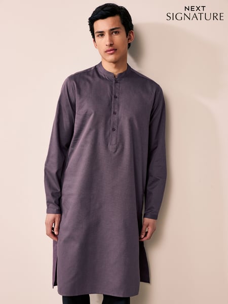 Lavender Purple Textured 100% Cotton Signature Kurta (AM2721) | € 60