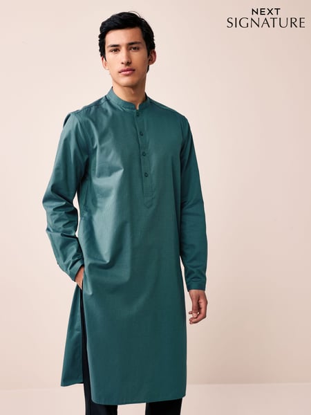 Green Textured 100% Cotton Signature Kurta (AM2726) | € 60