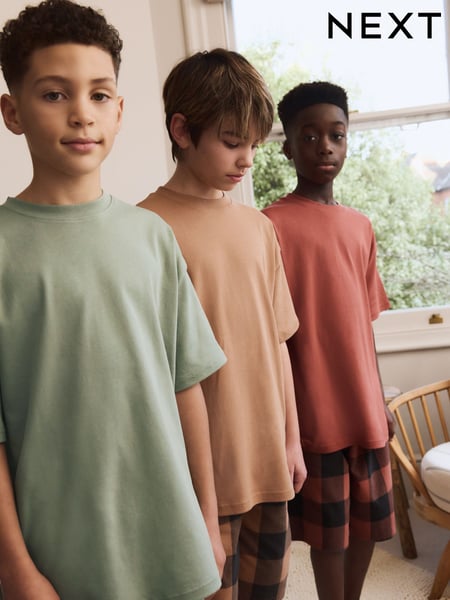 Green/Orange Woven Check Short Pyjamas 3 Pack (3-16yrs) (AM2779) | € 43 - € 52