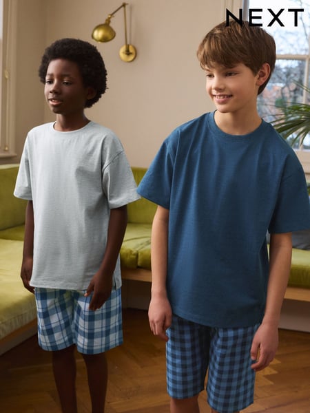 Navy Blue/ Grey Check Woven Pyjamas 2 Pack (1.5-16yrs) (AM2780) | € 31 - € 41