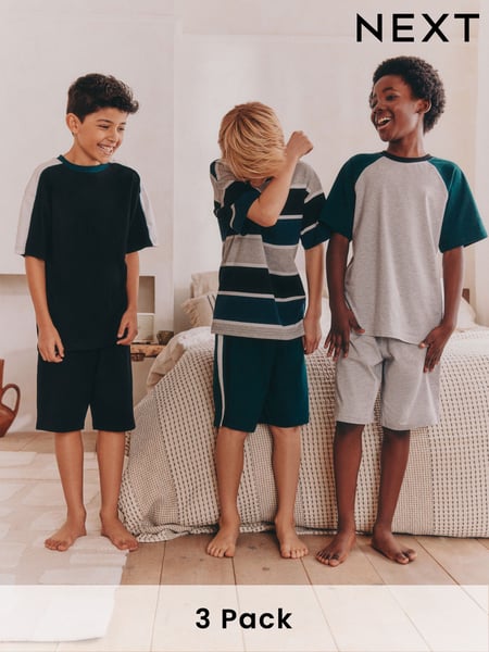 Black/Green Short Pyjamas 3 Pack (3-16yrs) (AM2788) | € 37 - € 47