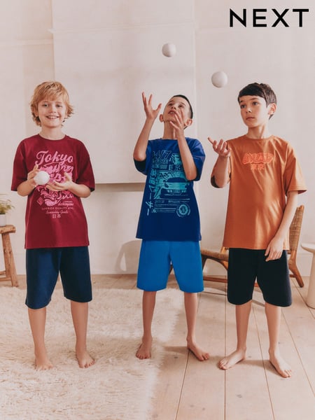 Blue/ Orange/ Red Graphic Short Pyjamas 3 Pack (5-16yrs) (AM2789) | € 37 - € 47