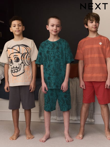 Orange/ Blue/ Neutral Skate Short Pyjamas 3 Pack (3-16yrs) (AM2793) | € 37 - € 47