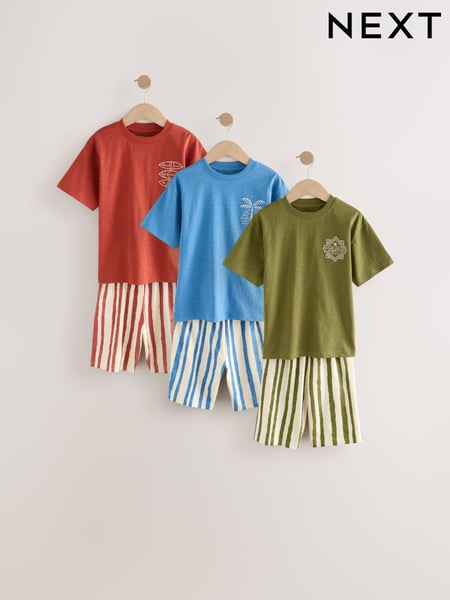 Red/ Blue/ Green Stripes Short Pyjamas 3 Pack (3-16yrs) (AM2794) | € 37 - € 47