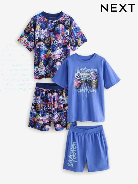 Multi Bright Graffiti Gamer Relaxed 100% Cotton Short Pyjamas 2 Pack (6-16yrs) (AM2807) | € 28 - € 37