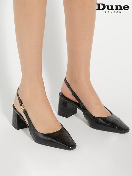 Dune London Black Contact Branded Block Slingback Court Heels (AM3240) | € 69