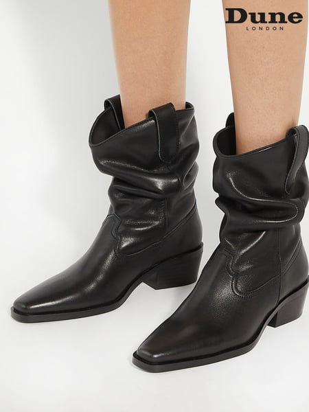Dune London Black Prims Slouch Western Boots (AM3261) | € 125