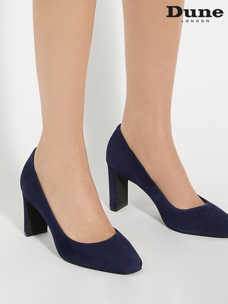 Dune London Blue Arriving Comfort Mid Block Heel Shoes (AM3267) | € 139