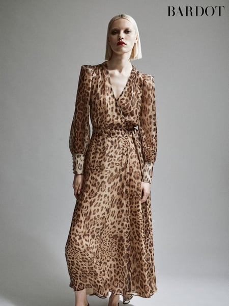 Bardot Brown Leopard Print Lucianna Maxi Wrap Dress (AM3875) | € 120