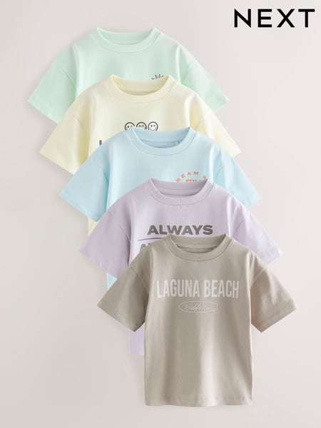 Multi Pastel Short Sleeve T-Shirts 5 Pack (3mths-7yrs) (AM3980) | € 27 - € 33