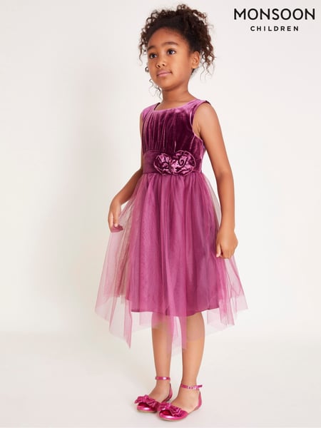 Monsoon Pink Sleeveless Velvet Mesh Corsage Dress (AM4013) | € 83 - € 89