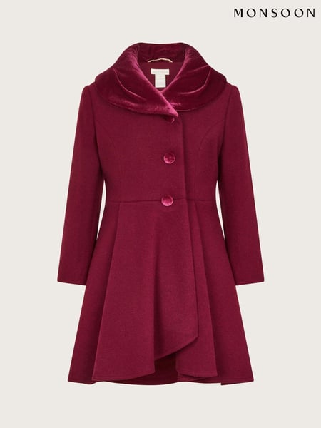 Monsoon Red Velvet Shawl Collar Coat (AM4023) | € 50 - € 58