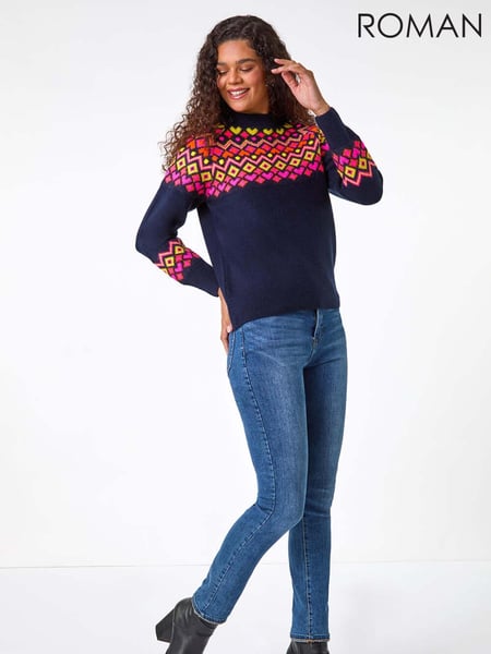 Roman Blue Heart Print Crew Neck Knit Jumper (AM4501) | € 62