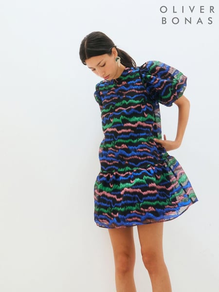 Oliver Bonas Black Pattern Organza Mini Dress (AM4705) | € 79