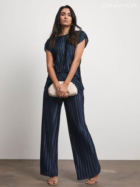 Joanna Hope Pink Plisse Wide Leg Trousers (AM4781) | € 90