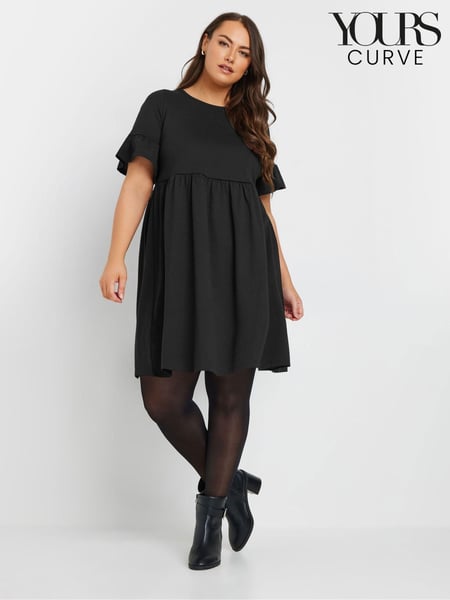 Yours Curve Black Frill Sleeve Smock Tunic Dress (AM5381) | € 42