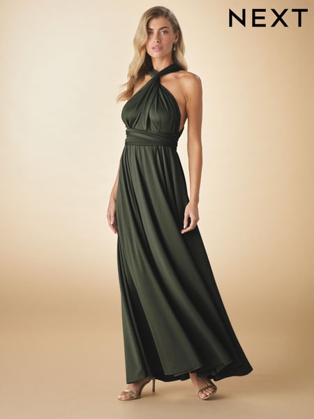 Dark Green Jersey Multiway Bridesmaid Wedding Maxi Dress (AM5641) | € 108