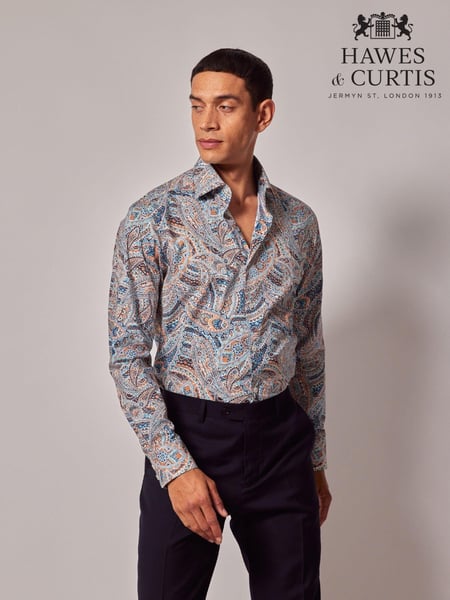 Hawes & Curtis Orange Circus Paisley 100% Cotton Shirt (AM5798) | € 108