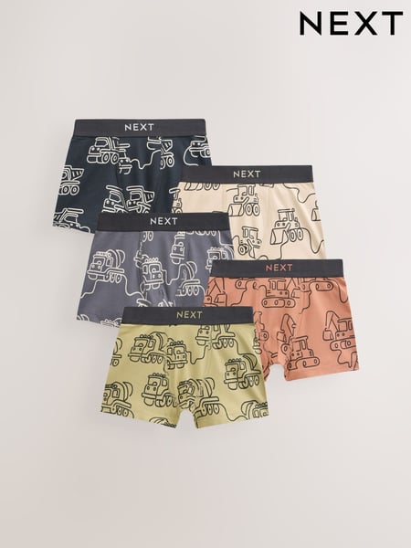 Linear Digger Print Boxers Trunks 5 Pack (1.5-12yrs) (AM6270) | € 20 - € 21