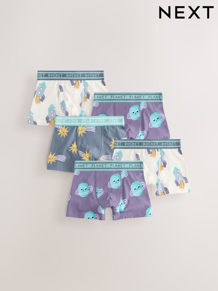 Purple/Green Space Print Boxers Trunks 5 Pack (1.5-12yrs) (AM6274) | € 20 - € 23