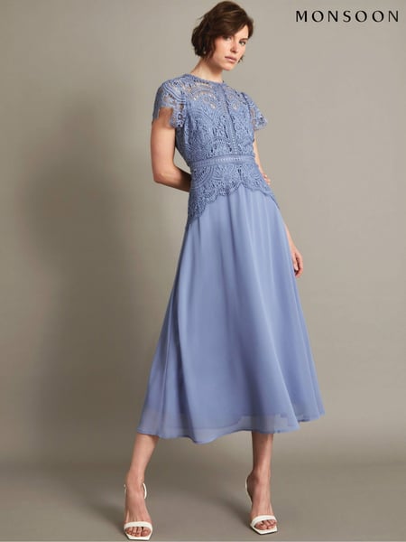 Monsoon Blue Monica Lace Midi Dress (AM6363) | € 211