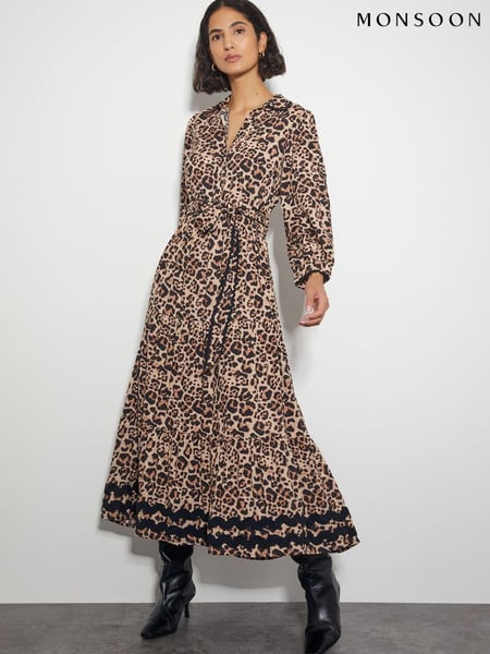 Monsoon Brown Lola Leopard Print Maxi Dress (AM6365) | € 61