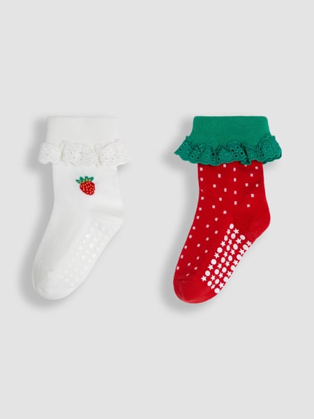 JoJo Maman Bébé Red 2-Pack Frilly Socks (AM7716) | € 15
