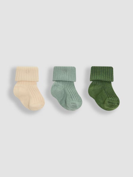 JoJo Maman Bébé Khaki 3-Pack Ribbed Baby Socks (AM7719) | € 15