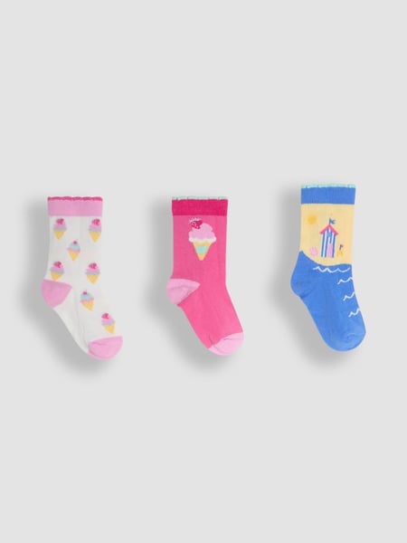 JoJo Maman Bébé Pink 3-Pack Printed Socks (AM7726) | € 15