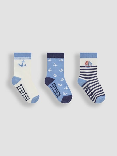 JoJo Maman Bébé Blue 3-Pack Printed Socks (AM7747) | € 15