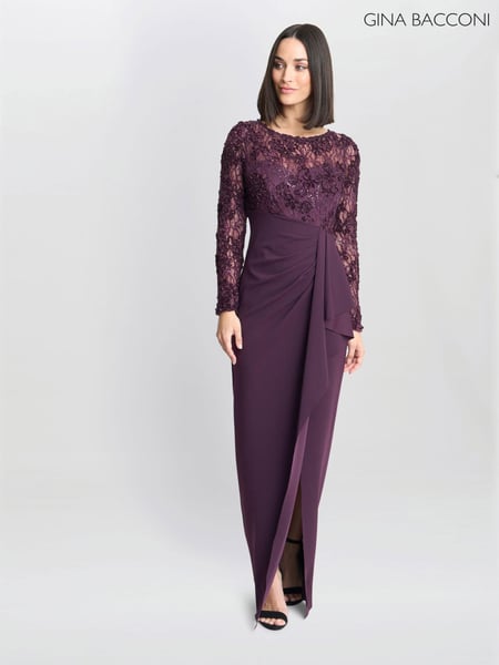 Gina Bacconi Keeley Lace Bodice & Sleeves Maxi Dress (AM7977) | € 622