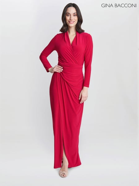 Gina Bacconi Red Hilary Jersey Wrap Maxi Dress (AM7979) | € 109