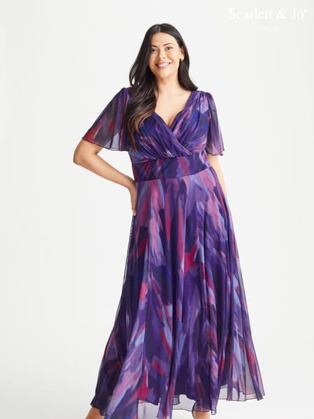 Scarlett & Jo Purple Curve Isabelle Angel Sleeve Maxi Dress (AM8004) | € 148