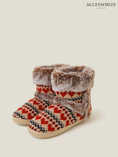 Accessorize Fairisle Pattern Faux Fur Boots Slippers (AM8324) | 23 €