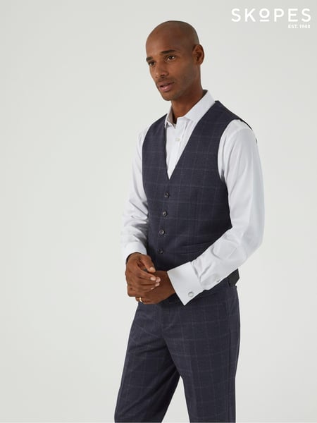 Skopes Grey Single Breasted Thoresby Ultimate Comfort Check Suit Waistcoat (AM8705) | € 94