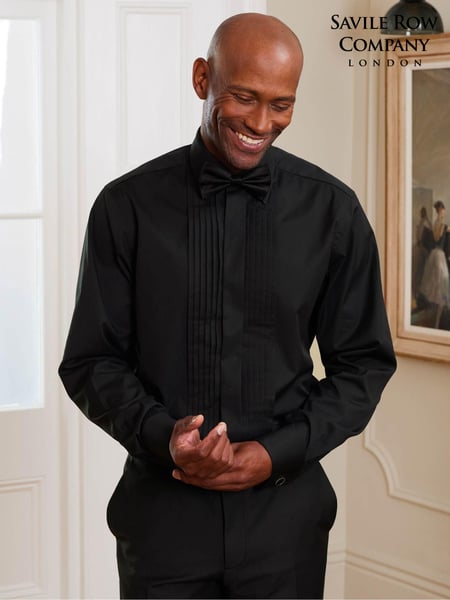 The Savile Row Company 100% Cotton Pleat Fly Front Classic Fit Shirt (AM8871) | € 86